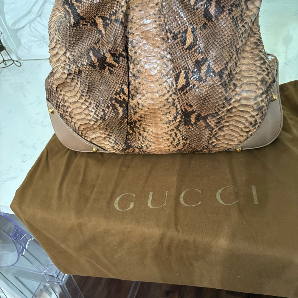 Gucci Brown Backpack with Exotic Leather Finish
